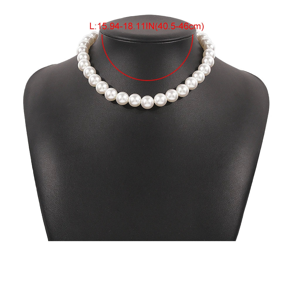 2023 Trend Wedding Party Jewelry Big Pearl Choker Necklace For Women Elegant White Imitation Pearl Necklaces X0172 Viralgem Store