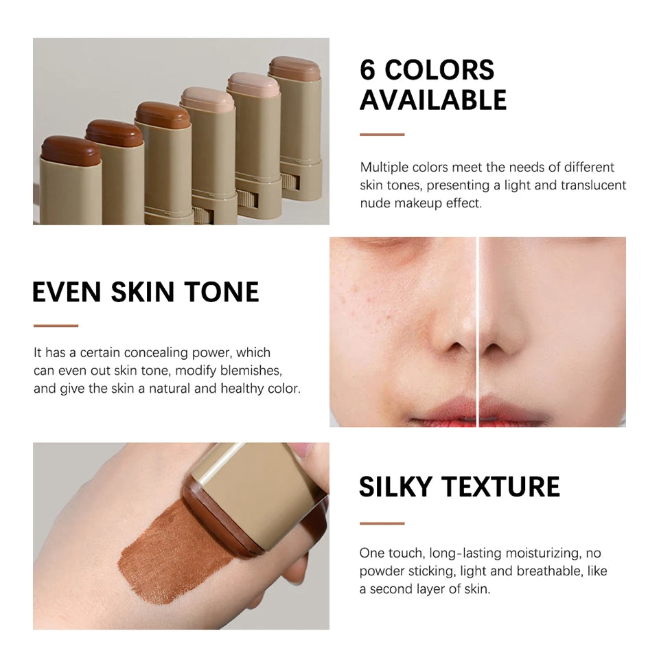 Stick Foundation Balm Serum Boosted Skin Tint Foundation Stick Smooth Plumper Hight Coverage Travel Bronze Foundation Stick Make