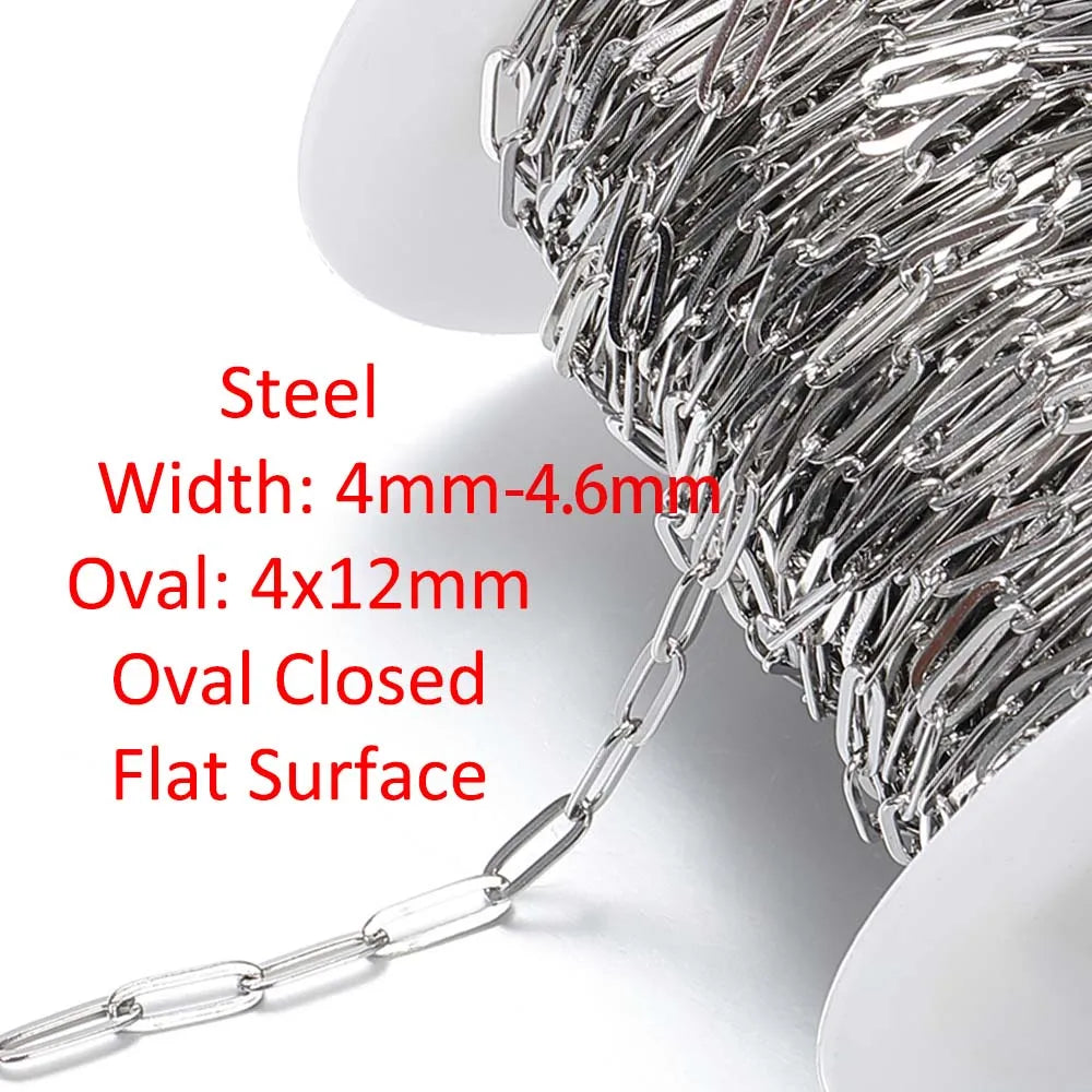 1M Stainless Steel Big Oval Cross Small Circle Link Chains Heavy Chunky Punk Chain DIY Jewelry Making Supplies Necklace Bracelet Viralgem Store