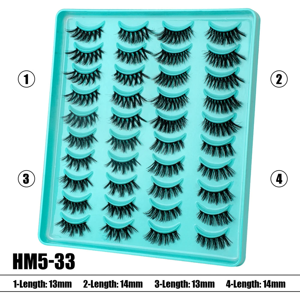 2 Style 20 Pairs Eyelash 3D Natural Mink False Eyelashes Makeup Fake Eye Lashes Faux Cilios Make Up Beauty Tools Wholesale