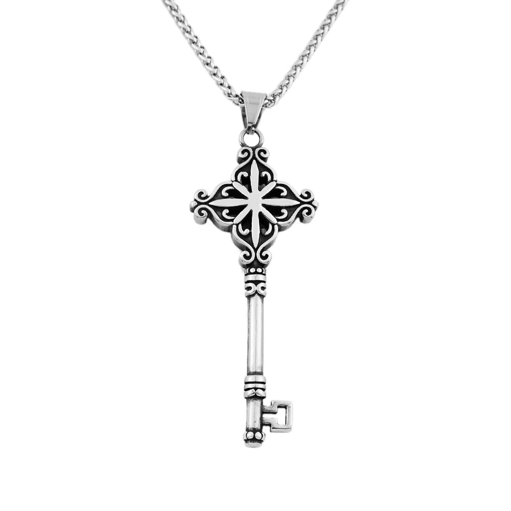 Vintage Punk 316L Stainless Steel Keys Pendant Necklaces For Men Women Hip Hop Biker Male Jewelry Gifts Dropshipping