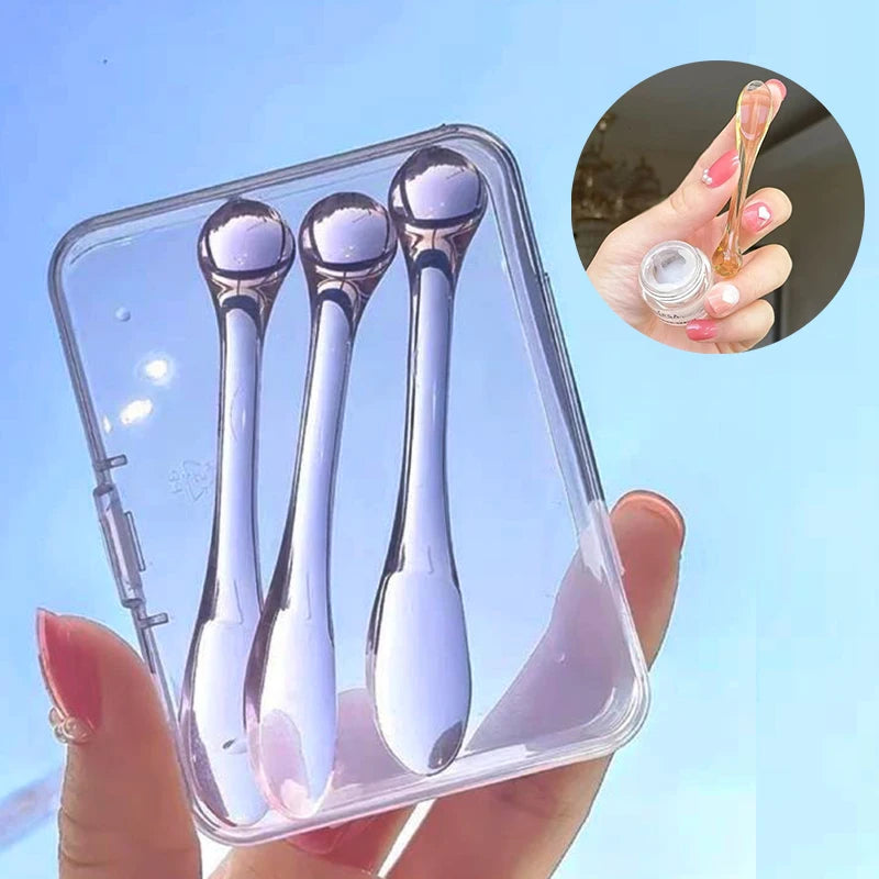 3pcs Acrylic Cosmetic Spatulas Scoop with Bottle,Face Cream Mask Mud Mixing Spoon,Beauty Tools Absorb Roller Facial Applicator