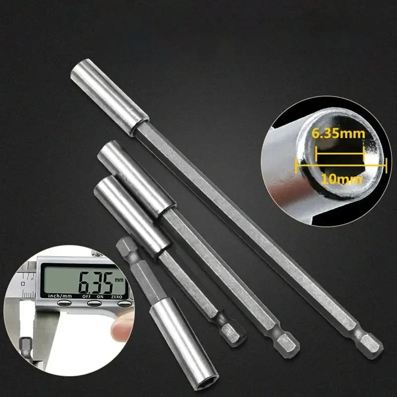 1/4'' Strong Magnetic Hex Screwdriver Bit Extension Connecting Rod Sleeve Pistol Drill Extension Rod 6.35mm Sleeve Quick Adapter