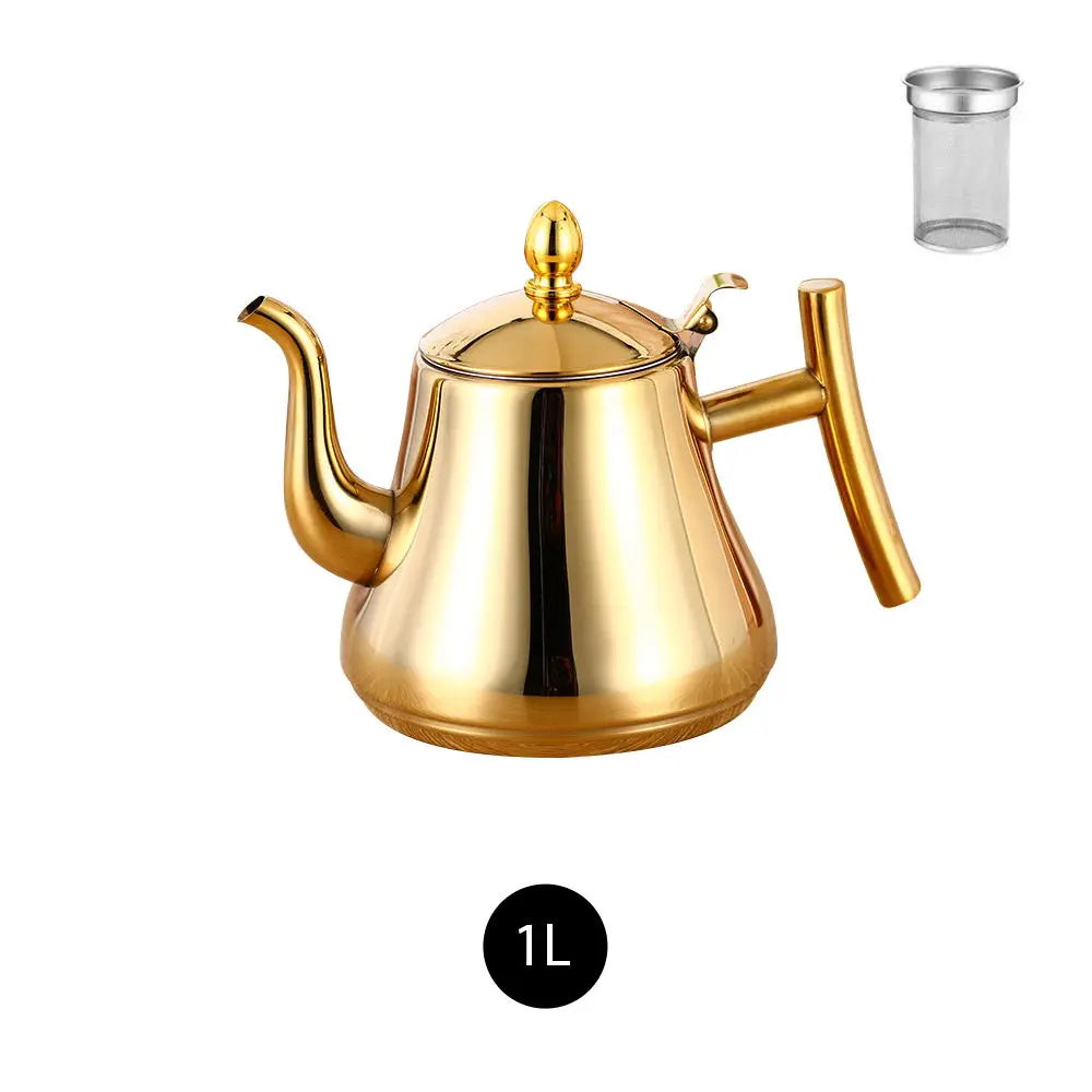 1.0L/1.5L/2.0L Tea Kettle Stainless Steel Teapot Removable Infuser for Loose Flower Tea Coffee Stovetop Safe Water Kettle Viralgem Store