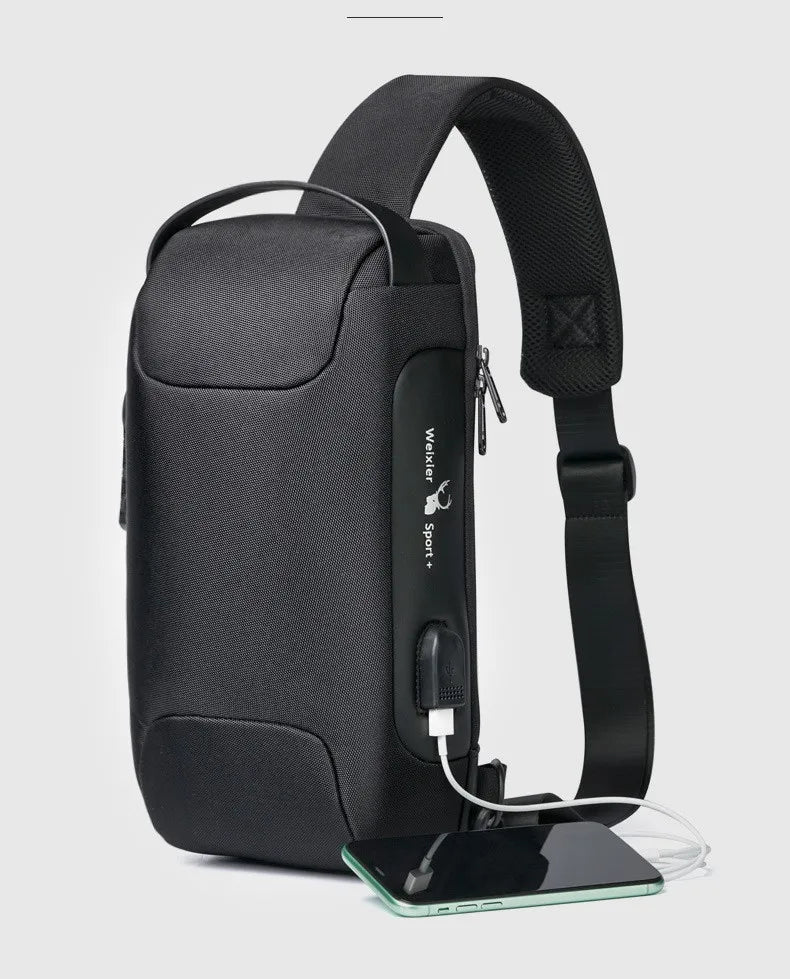 2023 Men's Chest Bag Waterproof Crossbody Bag Multifunction Anti-theft Travel Bags Shoulder Bag Male USB Charging Pouch for Man Viralgem Store