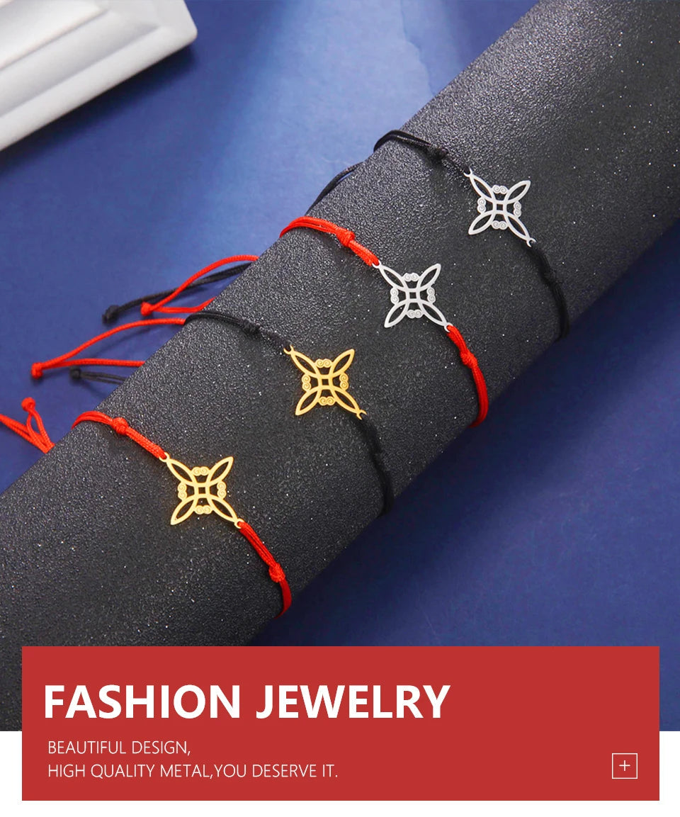 Witch Knot Pendant Stainless Steel Charm Bracelet Vintage Fashion Wax Rope Chain for Women men Good Luck Amulet Jewelry New in Viralgem Store