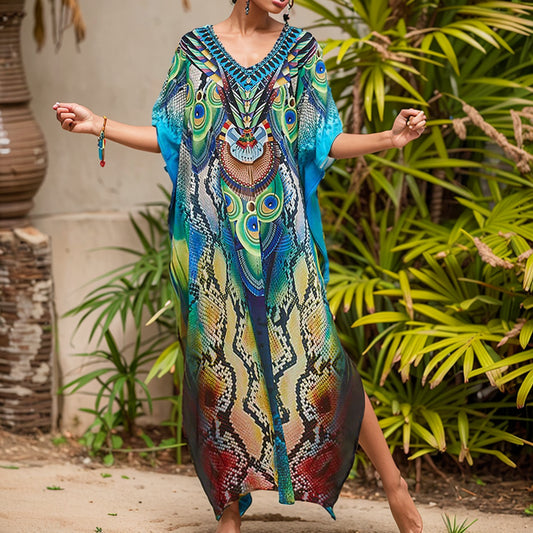 2024 New Arrival French Style Retro Fancy Plus Size Slim Looking Dress Loose Beach Dress Sanya Seaside Vacation