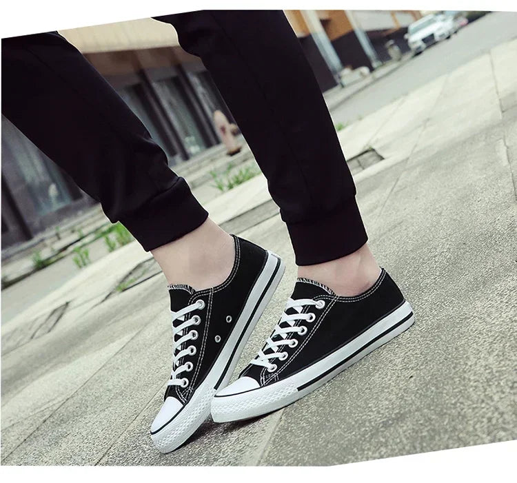 Student Running Solid ShoesWomen Vulcanized Ladies Lace-up Casual Breathable Walking Canvas Sneakers Spring Summer New Style Men