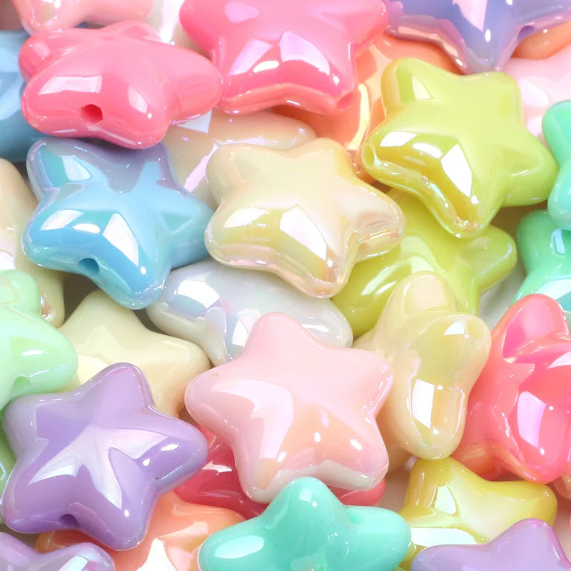 10pcs 20mm Shiny ABS Star Beads Pentagram Acrylic Spacer Beads For Jewelry Making DIY Bracelet Necklace Phone Chain Handicrafts