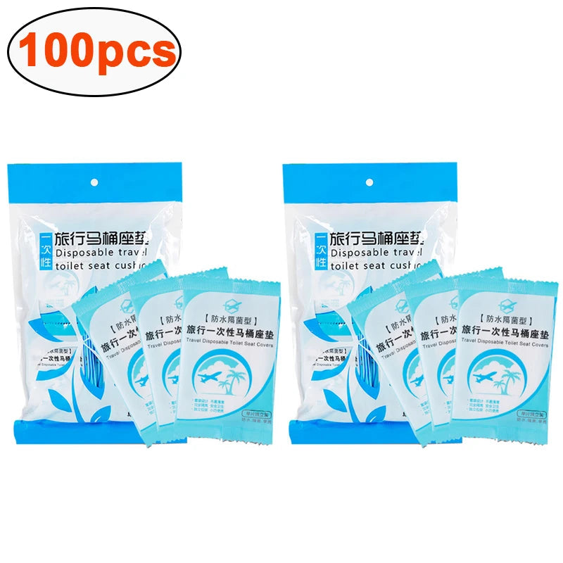 100/30pcs Portable Disposable Toilet Seat Cover Mat Waterproof Safety Toilet Seat Pad for Travel/Camping Bathroom Accessiories Viralgem Store