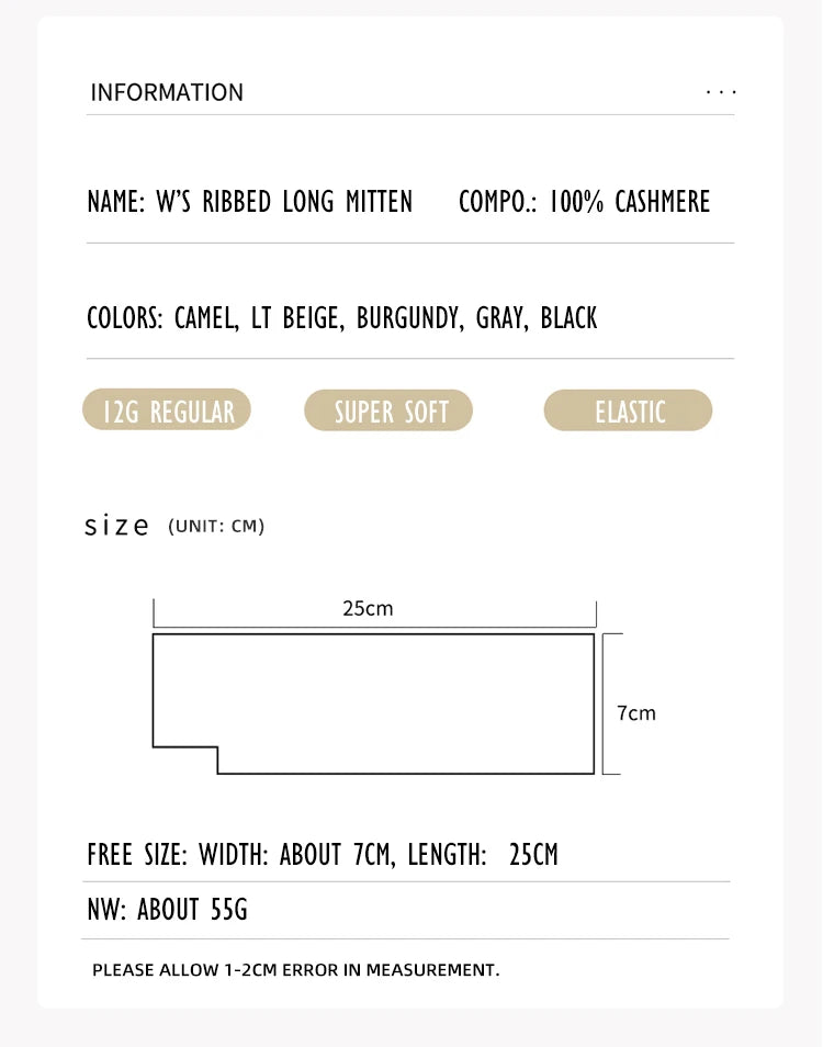 Winter Women 100% Cashmere Long Mitts 25cm Fine Knitted Fingerless Gloves Y2k Thermal Gloves Semi Finger Lengthen Arm Warmers Viralgem Store