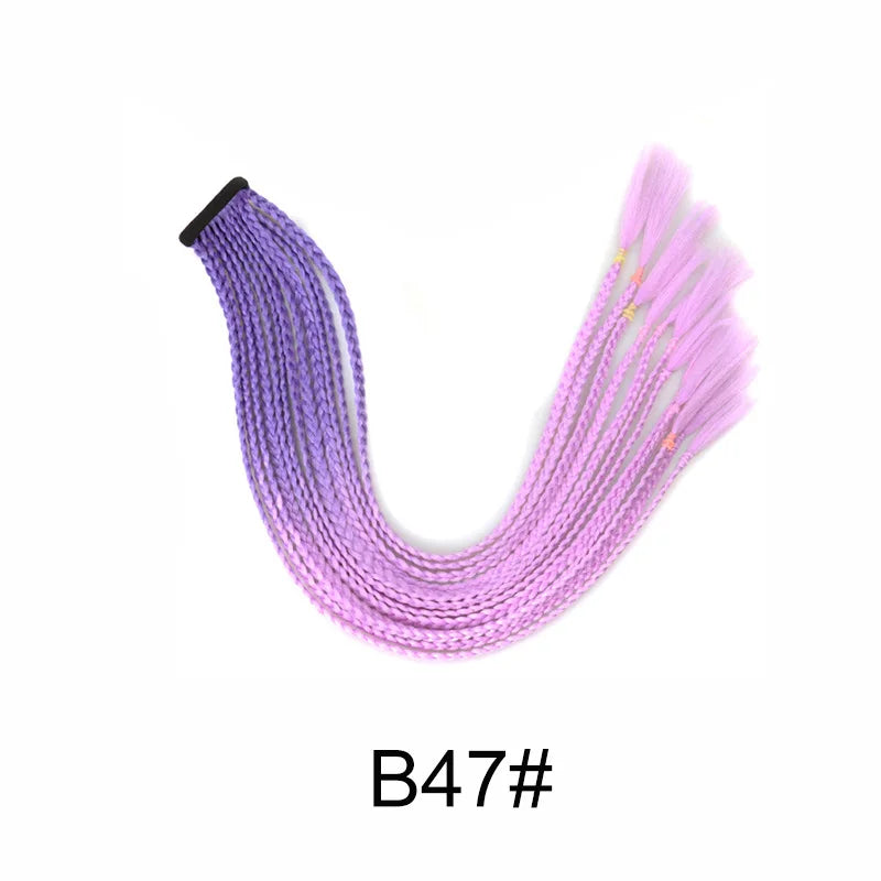 24Inch Synthetic Gradient  Colored Braided Ponytail Hair Extension Elastic Rubber Band Braiding Ponytail for Girl Women Viralgem Store