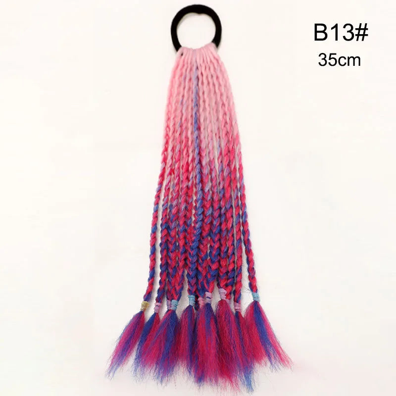 35cm Girl Thicker Wig Ponytail Hair Ropes Kids Twist Braid Rope Headdress Hair Braider Elastic Hair Band Rubber Hair Accessories Viralgem Store
