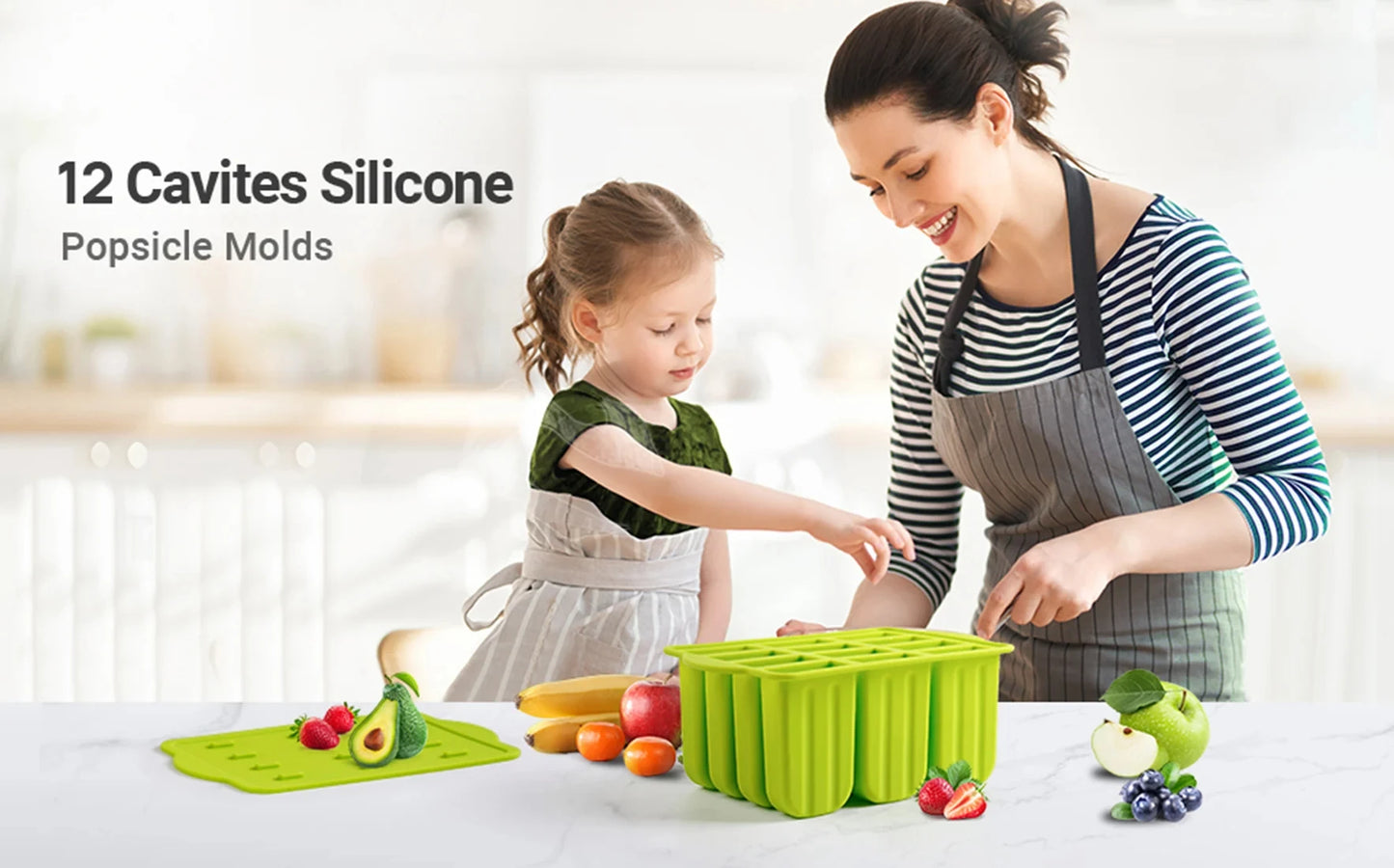 Summer DIY Ice Cream Tools With Wooden Sticks Silicone Popsicle Molds Kitchen Accessories Quench Thirst Snacks for Children