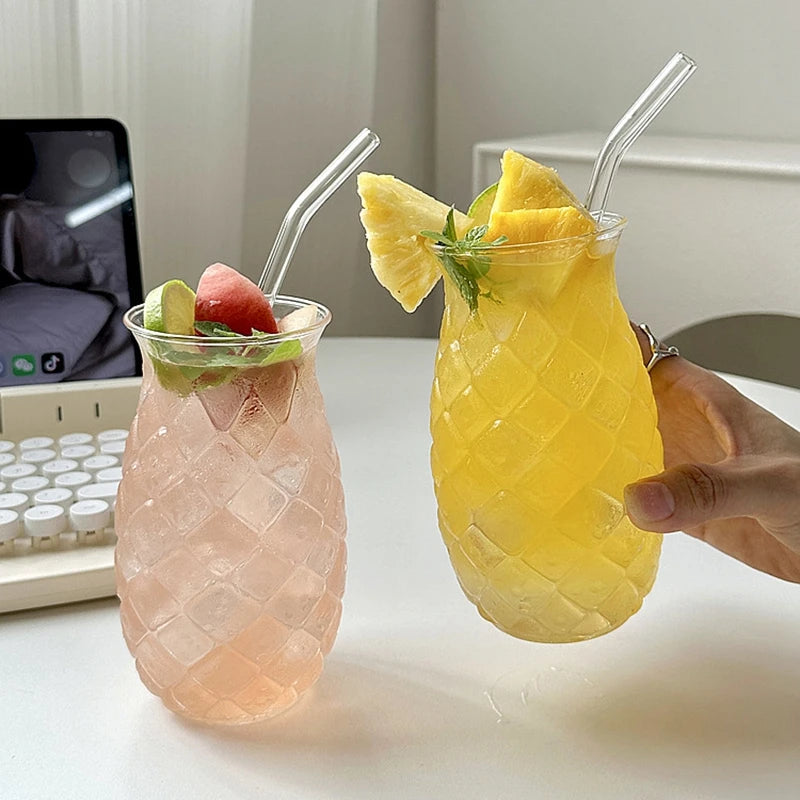 250ml-865ml INS Glass Cup Pineapple Shape Coffee Mug Transparent Cocktail Bar Beverages Soda Water Juice Mugs Cup Drinkware Viralgem Store