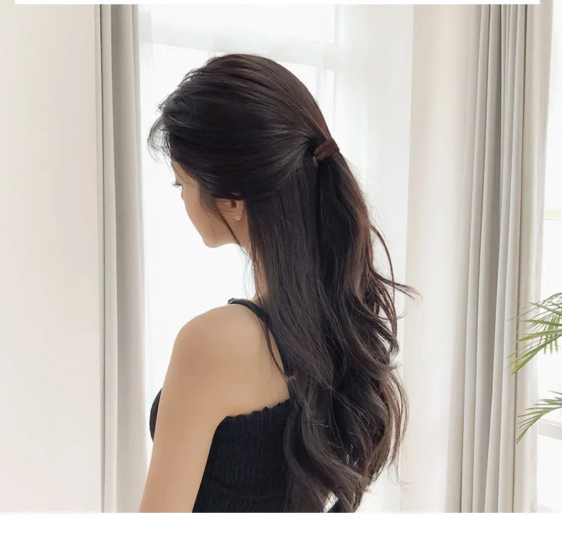 50 Piece Set Of Dual Color Four Season High Elastic Seamless Hair Rope Simple and Durable Fashionable Leather Band Soft Knitt