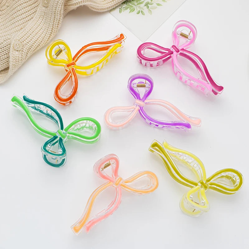 AISHG Crab Hair Clips Women Large Shark Jelly-colored Bow Claw Clips Scissors Shape Clamp Joker Hairpin Girls Hair Accessories Viralgem Store