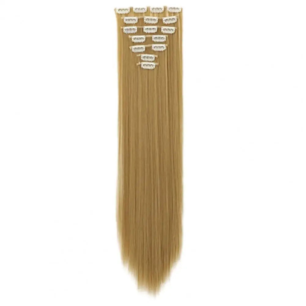 56cm Wig Extensions Women's Synthetic Clip-in One Piece Straight Hair Extensions Synthetic Wigs Seamless Customizable Wig Pieces