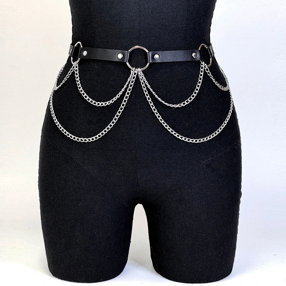 ﻿ Women Sexy Leather Harness Belt Waist Chain Harness Fashion Waistband Accessory Leisure Punk Gothic Clothing Jewelry Belt Viralgem Store