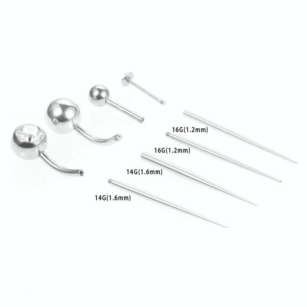 Surgical Steel 14/16/18G Insertion Taper Easy For Thread Threadless Piercing Earrings Jewelry Wear Easy Tool Viralgem Store