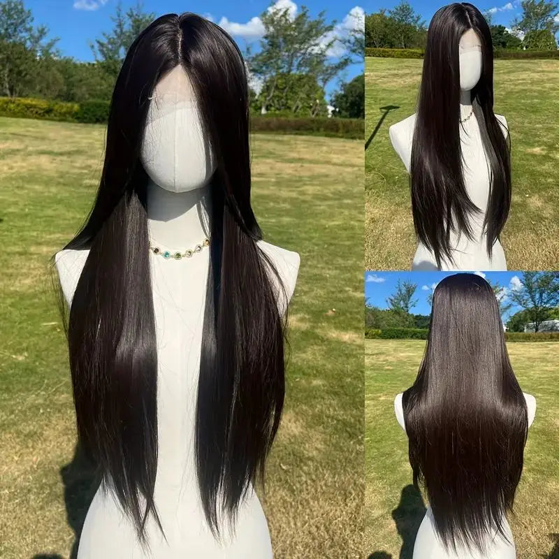 Synthetic Wig for Women With Long Straight Black Hair, Lolita Cosplay Wig for Daily School Life, Heat-Resistant Full Head Viralgem Store