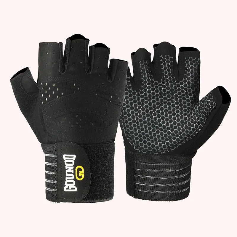 Women Men Extended Cycling Bicycle Gloves Half Finger Gym Gloves Mitten Breathable Anti-slip Glove Fitness Sport Training Gloves