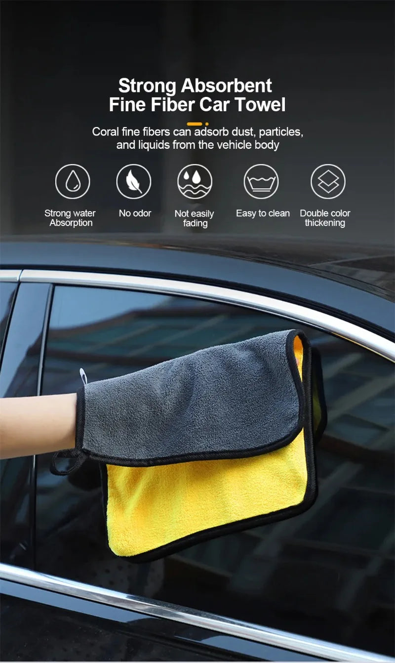 1-5Pcs Microfiber Towel Car Microfiber Cloth Wash Towel Microfiber Cleaning Cloth Absorbent Car Wash Drying Towel Auto Detailing