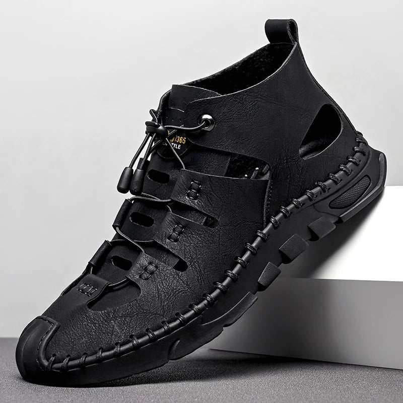 Summer High Quality Men's Fashion Trend Sandals Outdoor Breathable Massage Sole Anti slip Sandals Men's White Sandals Leather Viralgem Store