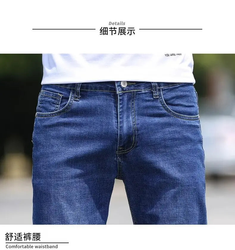Trend in jeans men thin straight base big size casual denim long pants DN0556