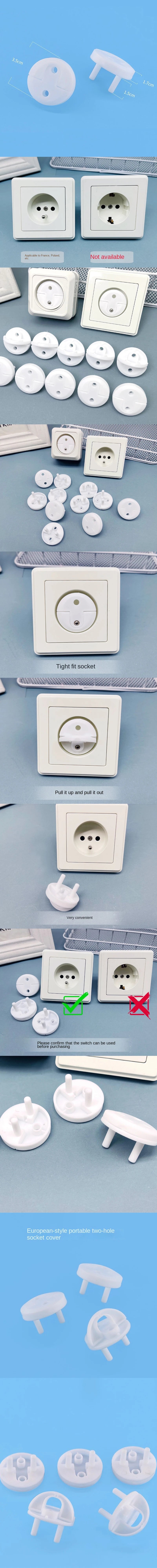 10 Pcs Baby Anti-shock Socket Cover Children's Safety European Regulations Socket Cover Power Supply Safety Cover Power Socket Viralgem Store