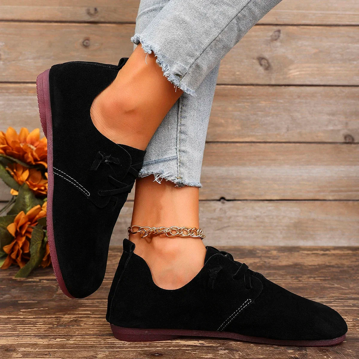 2025 Spring New Women's Flat Shoes Fashion Round Toe Flats Lightweight Lace-up Single Shoes Outdoor Casual Shoes Size 36-43 Viralgem Store