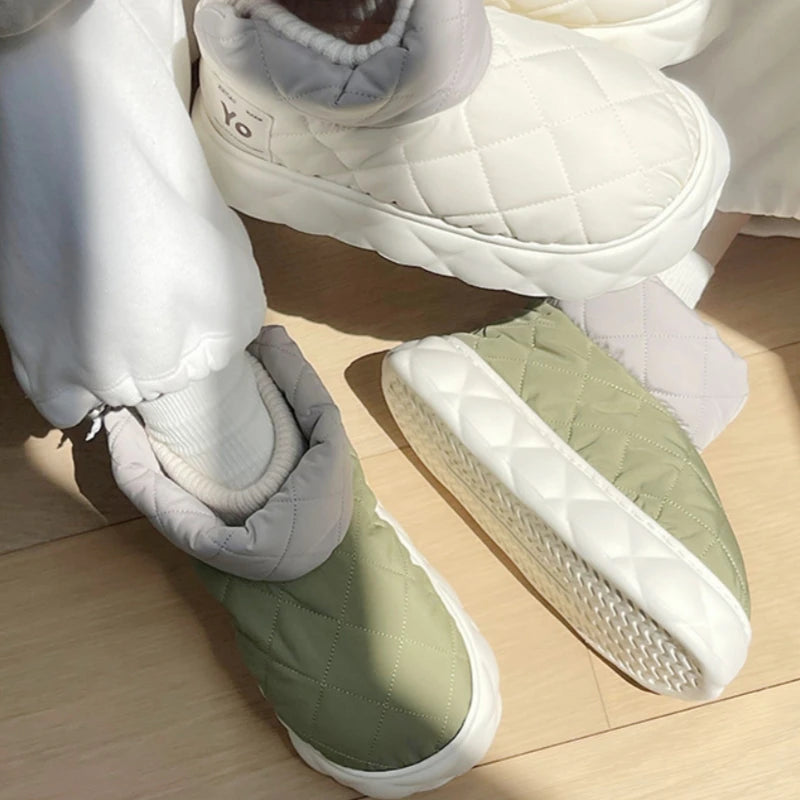 Winter Soft Women's Snow Boots Warm Snow Boots Thick Sole Bare Boots Mesh Red Couples Warm and Comfortable Winter Shoes Snow