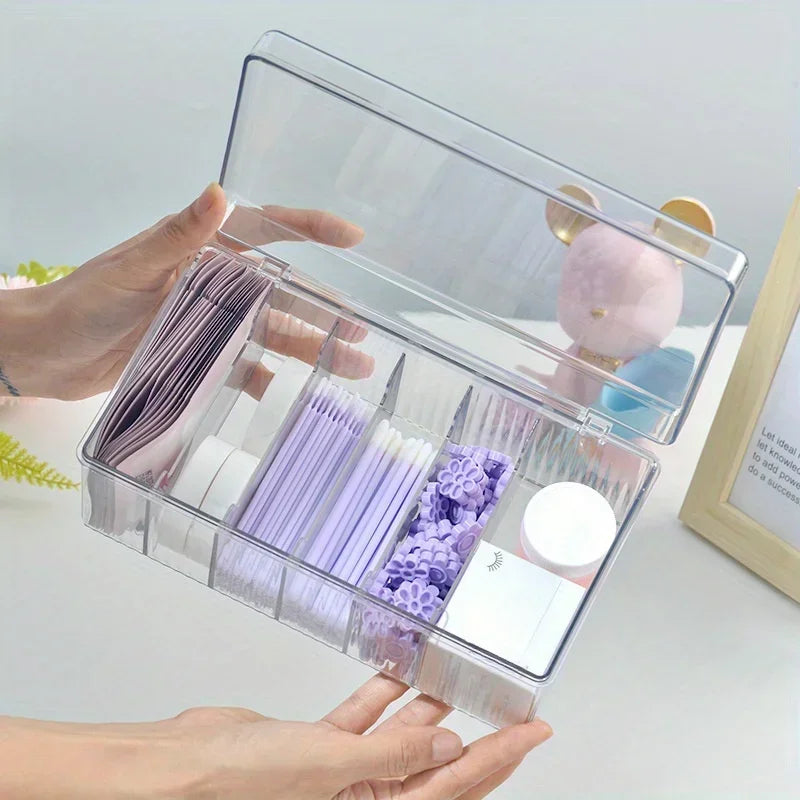 Transparent With Cover Rectangle Vertical Eyelash Extension Tool Storage Box Glue Tweezer Holder Makeup Organizer Viralgem Store