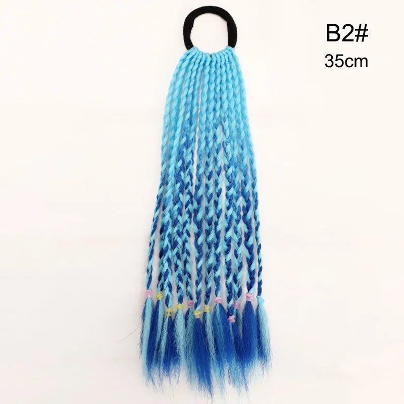 35cm Girl Thicker Wig Ponytail Hair Ropes Kids Twist Braid Rope Headdress Hair Braider Elastic Hair Band Rubber Hair Accessories Viralgem Store