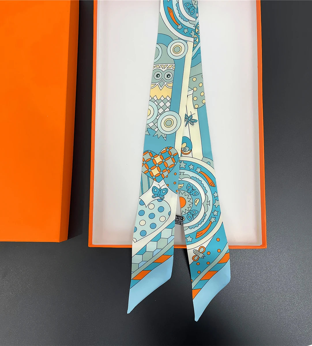 2024 Brand New Design Owl Scarf Women Luxury Silk Scarf Fashion Hair Headband Foulard Skinny Bag Scarves Neckerchief For Ladies