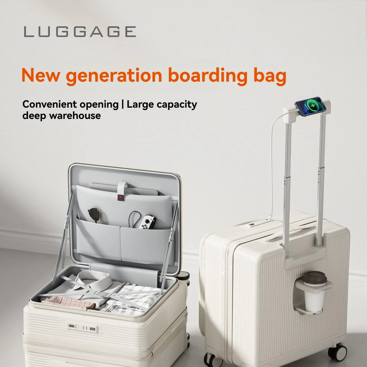 A multi-functional small deep-compartment front-opening suitcase for both men and women, an 18-inch travel bag for boarding Viralgem Store