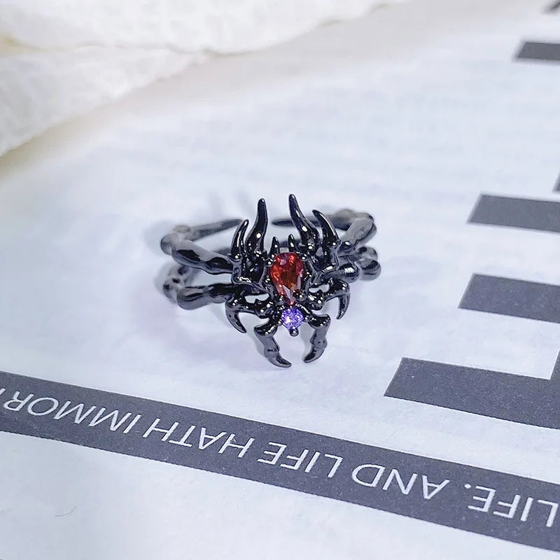2025 Dark Gothic Irregular Zircon Adjustable Unisex Ring
