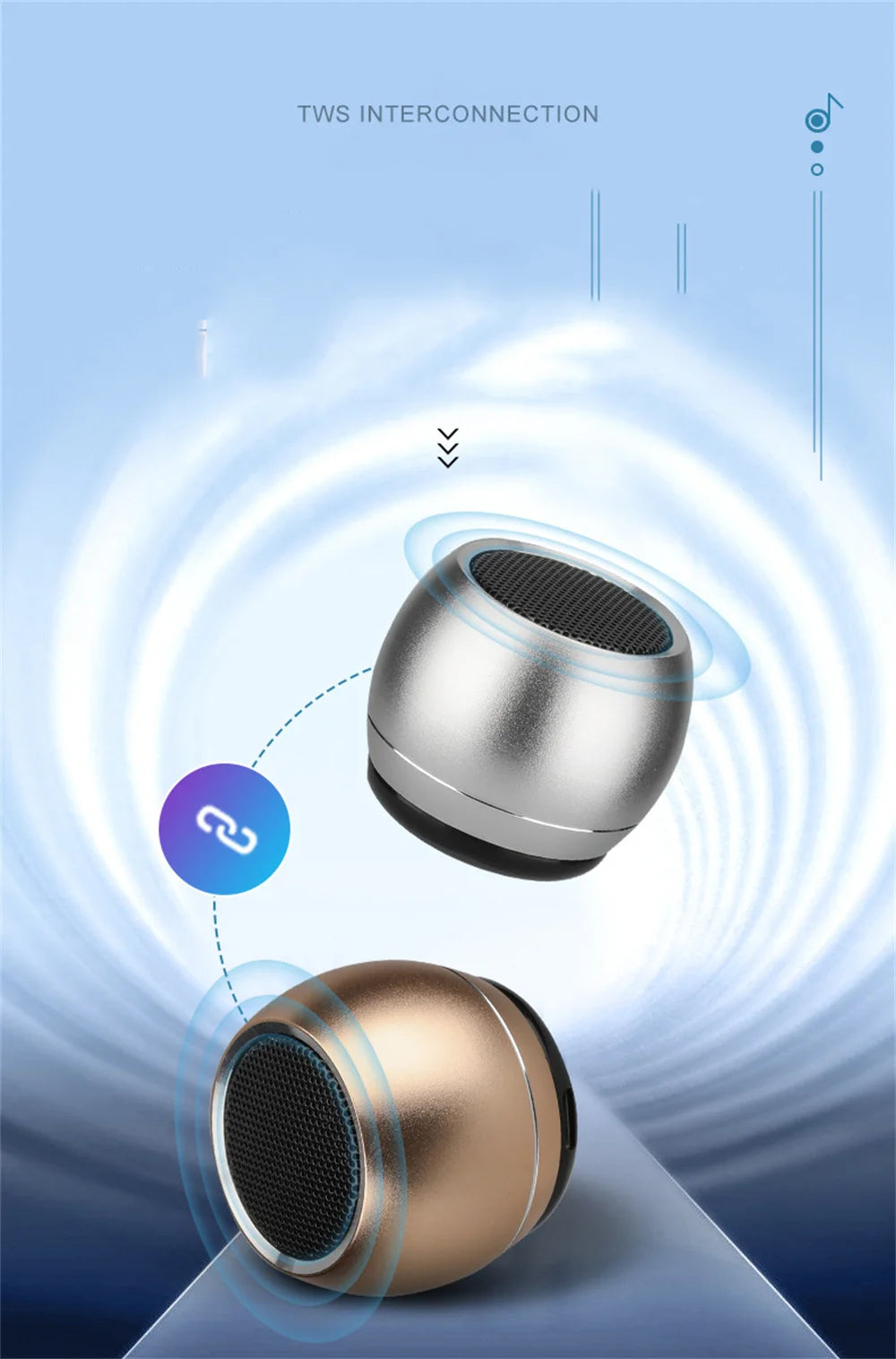 U3 TWS Interconnect Portable Mini Wireless Stereo Speaker Bluetooth Gun Metal Heavy Subwoofer Outdoor Speaker Viralgem Store