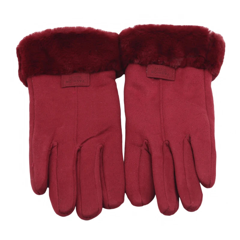 Women Gloves Autumn Winter Fashion Thickening Cold-Proof Warm Mitts Full Finger Mittens Outdoor Female Gloves Touchable Screen