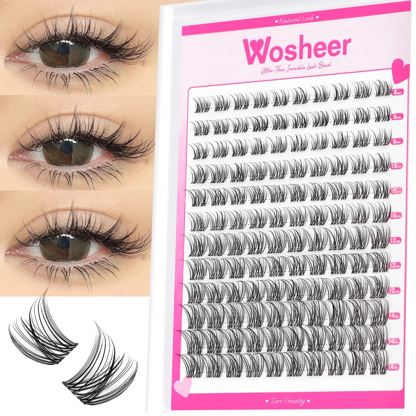 WOSHEER Fluffy Lash Clusters Kit 100D Thick Eyelash Clusters Wispy Individual Lashes 8-18mm Cluster Eyelash Extension Viralgem Store