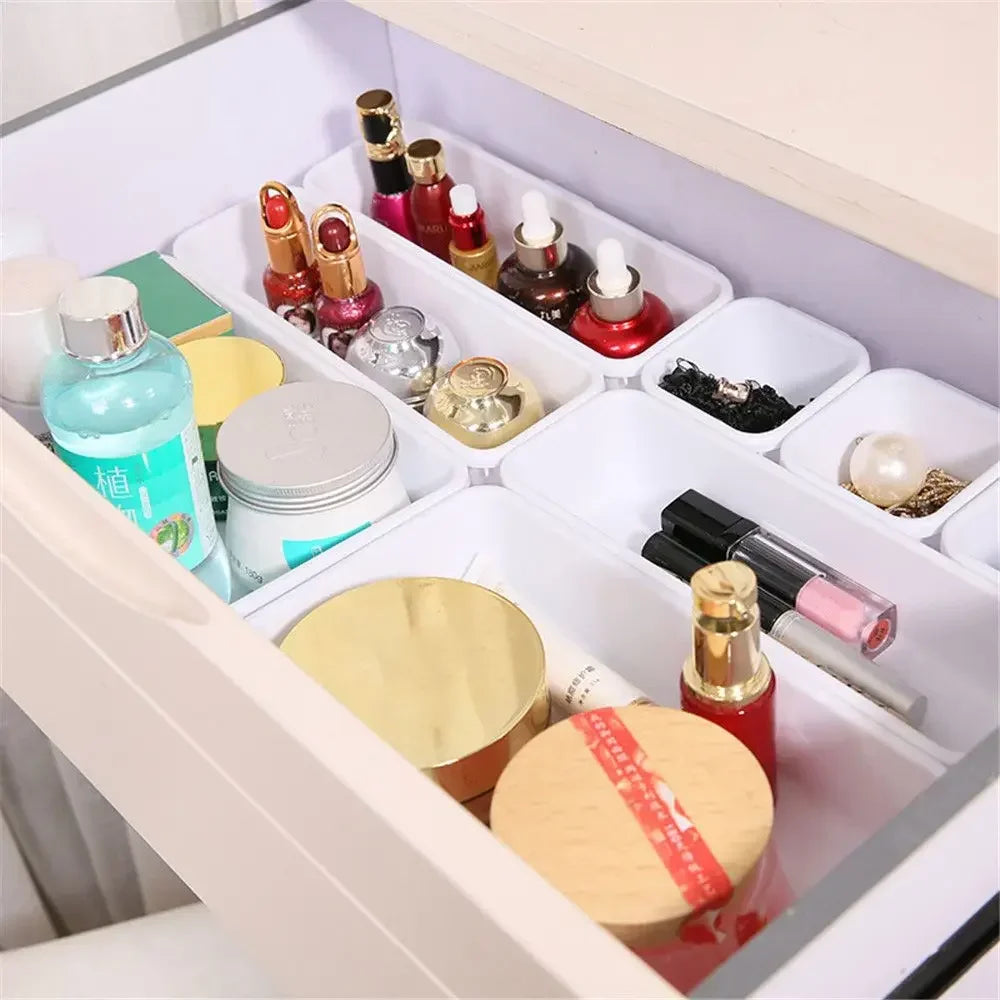 8pcs/set Adjustable Drawer Organizer Box Make Up Cosmetics Sundries Divider Kitchen Drawer Separator Closet Jewellery Box