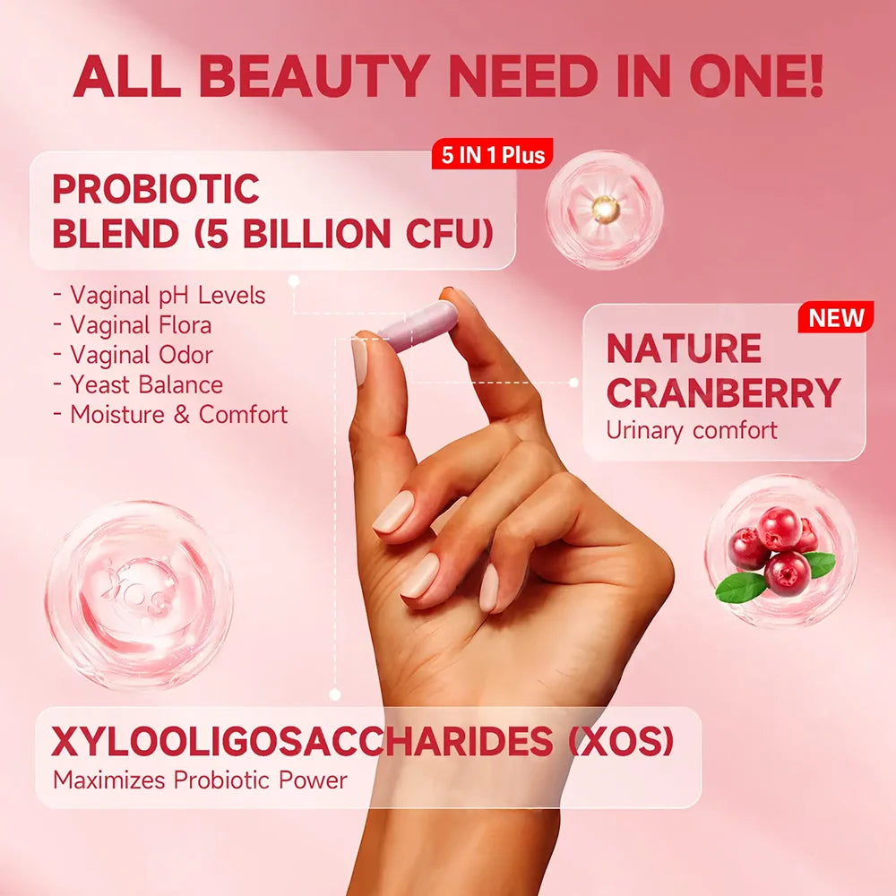 Vaginal Probiotics for Women - PH Balance, Odor Control, Yeast Vaginal Microbiome & Feminine Health - Women Probiotic - 60 CT