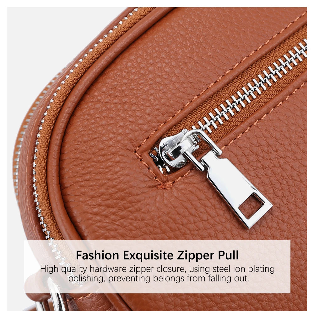 Zency Designer Women Shoulder Bag Genuine Cowhide Leather Handbag Zipper Pockets Large Capacity Female Crossbody Bag White Viralgem Store