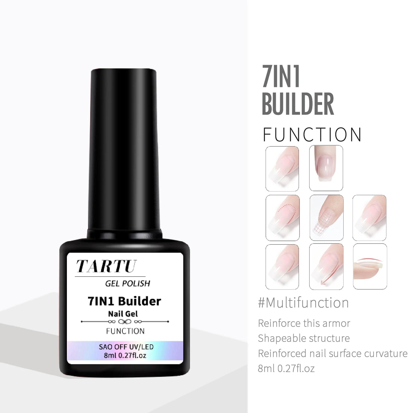 8Ml Functional Gel Nail Art Set with Base Coat and Diamond Top Coat,Matte Top ,Soak Off Gel Nail Polish for Nail Art Design Tool