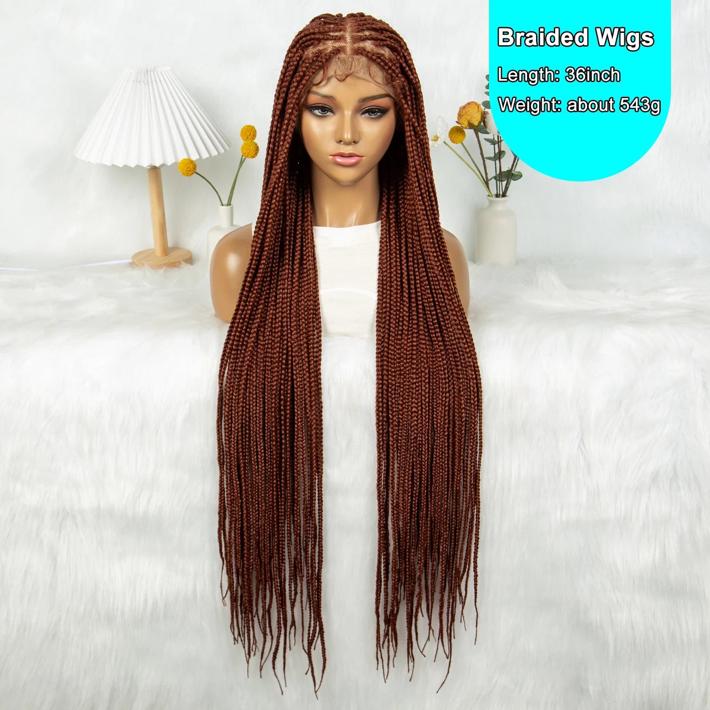 Synthetic Transparent HD Knotless Full Lace Braided Wigs For Black Women Crochet Braid Braiding Hair Viralgem Store