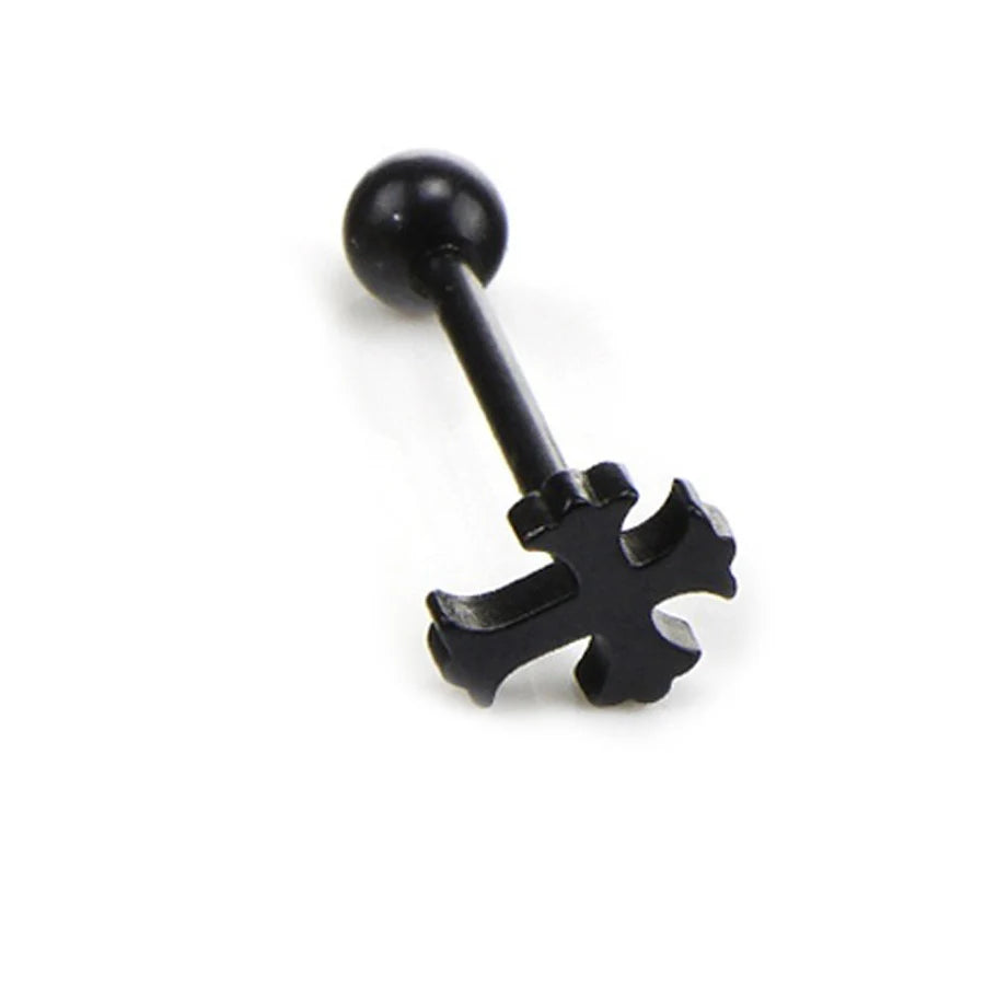 1-4pcs 14G Stainless Steel Tongue Rings Punk Straight Barbells Heart Star Maple Leaf Anchor Cross Tongue Piercing Jewelry Unisex Viralgem Store