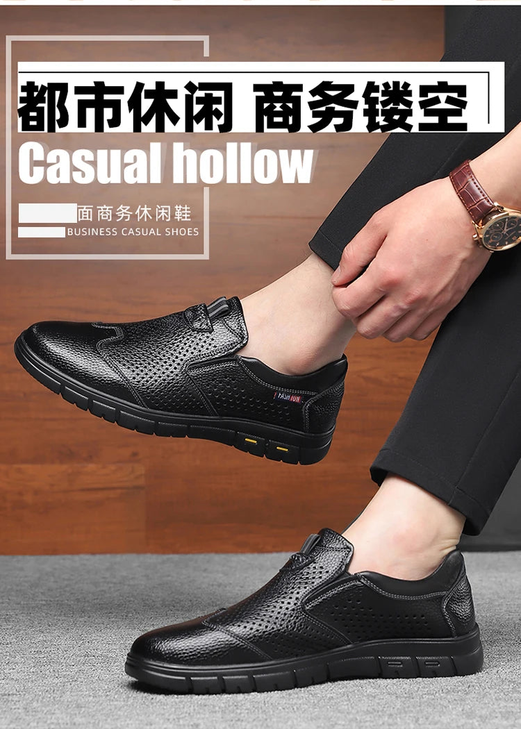 Summer Breathable Sandals for Men, Men's Cowhide Shoes, Hand-woven, Business Formal Leather Sandals, Dad's Shoes