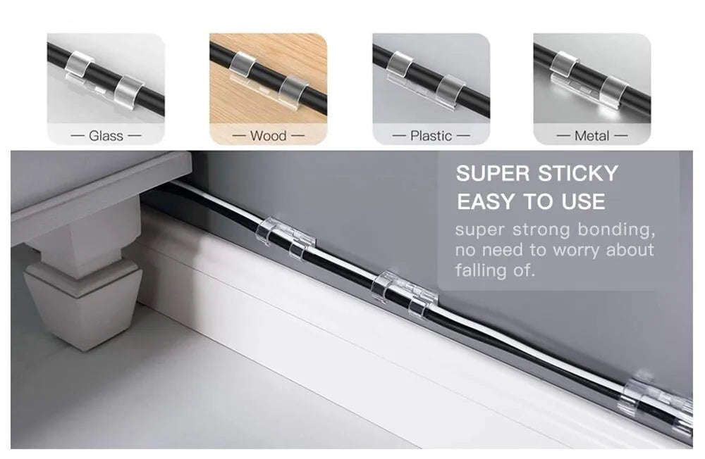 16/20pcs Cable Organizer Clips Cable Management Wire Manager Cord Holder USB Charging Data Line Bobbin Winder Wall Mounted Hook Viralgem Store