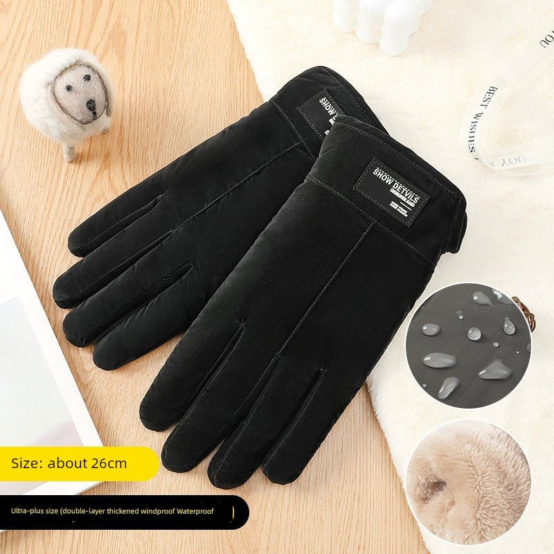 Women's Warm-Keeping and Cold-Proof Five-Finger Double-Layer Thickened Gloves for Autumn and Winter