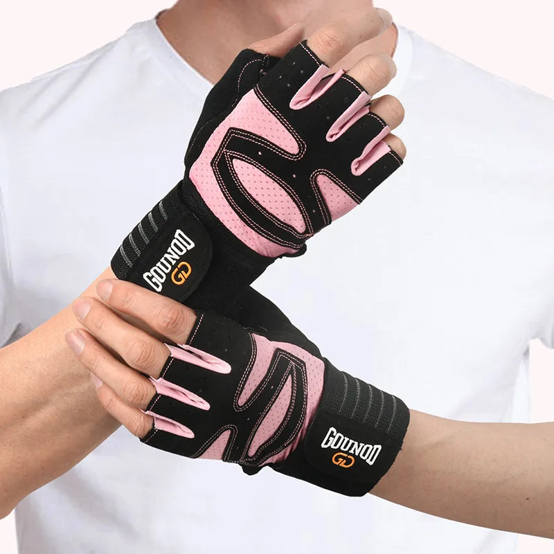 Women Men Extended Cycling Bicycle Gloves Half Finger Gym Gloves Mitten Breathable Anti-slip Glove Fitness Sport Training Gloves